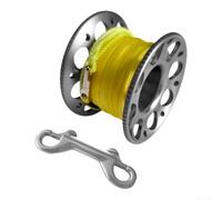 Marchfunny Carrete de carrete de dedo de buceo 30M con gancho doble de acero inoxidable, 6061 aluminio línea titular para navegación submarina (plata)