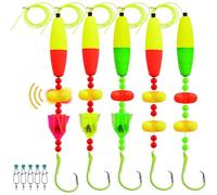 Marchfunny Juego de 5 aparejos flotadores preaparejados para bagre con ganchos circulares 6/0-10/0, sistema profesional de líder de pesca de 90 cm de longitud, boya fluorescente para fundición a larga