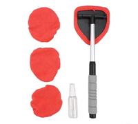 Marchfunny Kit de limpiaparabrisas de ventana automotriz con junta giratoria y mango retráctil para un mantenimiento eficiente del vidrio interior y exterior (rojo)