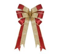 Marchfunny Lazos de Navidad para decoración de árbol grande, 24 x 41 cm, cinta con alambre hecha a mano, decoración de corona para interiores y exteriores, decoración para puerta de ventana (rojo +