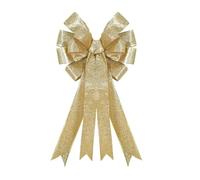 Marchfunny Lazos de Navidad para decoración superior de árbol grande, 24 x 41 cm, cinta con alambre hecha a mano, decoración de corona para interiores y exteriores, decoración para puerta de ventana