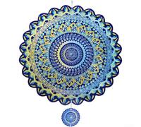Marchfunny Molinillo de viento de mandala azul de 12 pulgadas para decoración de jardín y patio con rotación de 360 grados de construcción de hierro inoxidable para uso al aire libre
