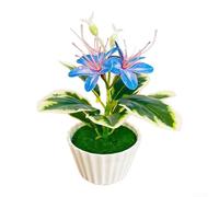 Marchfunny Planta de imitación de jazmín en miniatura en maceta para un estilo interior natural con atención al detalle floral y la precisión de la textura de las hojas (azul)