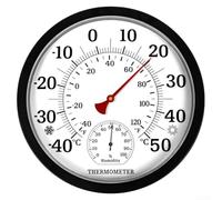 Marchfunny Termómetro higrómetro inalámbrico para interiores y exteriores con pantalla acrílica y construcción de plástico para un control ambiental fiable (negro)