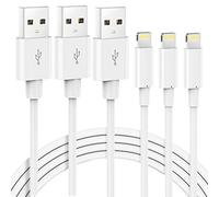 MarchPower Paquete de 3 cables Lightning a USB extra largos de 2 m, carga y sincronización rápidas para iPhone 13, 12, 11 Pro, Xs Max, X, 8 Plus, 7 Plus, iPad, blanco
