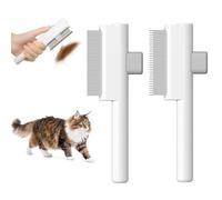 Marchul 2 Piezas Peines para Gatos, Peines Antipulgas para Gatos y Perros con Botón De Liberación y Púas Redondas de Acero Inoxidable, Peine Autolimpiante para Mascotas Que Elimina Pelo&Nudos, Blanco