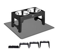 Marchul Cuencos elevados para perros para perros medianos y grandes, 4 cuencos elevados ajustables en altura con 2 * 1200ML de acero inoxidable para comida y agua para perros y alfombrilla, estación