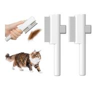 Marchul Juego De 2 Peines Antipulgas Para Gatos y Perros, Cepillo Para Gatos Con Botón De Liberación y Púas Redondas De Acero Inoxidable, Peine Autolimpiante Para Perros Que Elimina Pelo&Nudos, Blanco