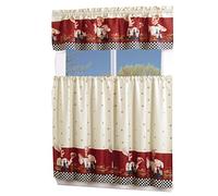 MarCielo Juego de 3 Cortinas Estampadas Florales para Cocina/cafetería con guirnaldas y Niveles, Chef