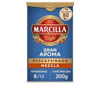 Marcilla Café Molido Gran Aroma Descafeinado Mezcla | 200 g | Intensidad 9, Para Cafetera Italiana, de Filtro o Pistón