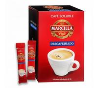 Marcilla Café Soluble Descafeinado, 100 Sobres Individuales de 2 g, Café Instantáneo Suave y Aromático, Formato Monodosis