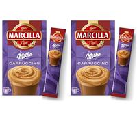 Marcilla Café Soluble Mix CAPUCCINO Milka, con sabor chocolate | 8 sobres de 15,8 g | 126 g (Paquete de 2)