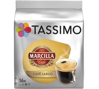 Marcilla Largo Tassimo Cápsulas de Café | 16 Cápsulas Compatibles con Cafeteras Tassimo | Café Largo Aromático e Intenso | Preparación Rápida | Calidad Marcilla para Cada Día