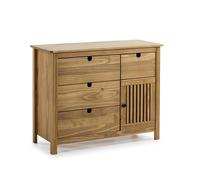 MARCKERIC | Modelo Bruna - Cómoda 3 Cajones y 1 Puerta | Diseño Moderno y Funcional | Estilo Natural - Color Cera - 100x80x40 cm