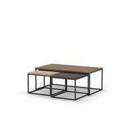 MARCKERIC | Modelo Camelia - Set de 3 Mesas de Centro | Diseño Moderno y Versátil | Estilo Actual - Colores Nogal/Roble/Marrón Oscuro - 110x60x41,8 cm / 55,8x48x37,5 cm