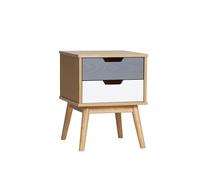 MARCKERIC | Modelo Cusco - Mesita de Noche 2 Cajones | Diseño Moderno y Compacto | Estilo Actual - Color Cera/Gris/Blanco - 40x52x40 cm