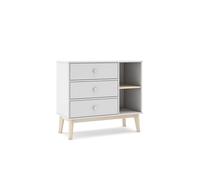 MARCKERIC | Modelo Esteban - Cómoda 3 Cajones y 2 Huecos | Diseño Moderno y Funcional | Estilo Actual - Color Blanco/Cera Blanca - 90x81x40 cm