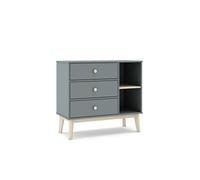 MARCKERIC | Modelo Esteban - Cómoda 3 Cajones y 2 Huecos | Diseño Moderno y Funcional | Estilo Actual - Color Verde Kaki/Cera Blanca - 90x81x40 cm