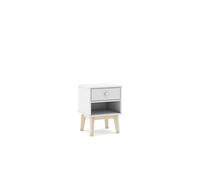MARCKERIC | Modelo Esteban - Mesita 1 Cajón y 1 Hueco | Diseño Moderno y Compacto | Estilo Actual - Color Blanco/Cera Blanca - 40x53,1x35 cm
