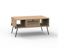 MARCKERIC | Modelo Evan - Mesa de Centro con 1 Puerta y 3 Huecos | Diseño Moderno y Funcional | Estilo Actual - Color Roble/Metal - 102,5x50,7x60 cm