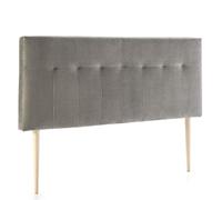marckonfort Cabecero tapizado Nápoles 140x100 cm Gris, para Cama 135, Terciopelo, Patas de Madera, herrajes incluidos