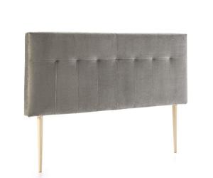 marckonfort Cabecero tapizado Nápoles 140x100 cm Gris, para Cama 135, Terciopelo, Patas de Madera, herrajes incluidos