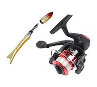 Marclix Caña de pescar mini caña de pescar en hielo y carrete de pesca con línea de 50 m, caña de pescar telescópica