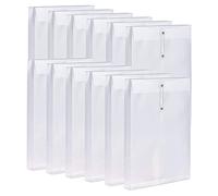 Marclix Paquete de 12 sobres de plástico transparente expandibles, carpetas de documentos con de botón y cuerda, tamaño A4