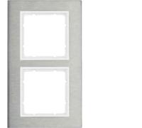 Marco 2 elementos vertical Berker By Hager B7 10123609 Acero inox/Blanco Mate