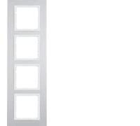 Marco 4 elementos Berker By Hager B7 10146914 Aluminio/Blanco Mate