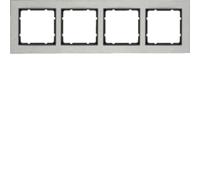 Marco 4 elementos Horizontal Berker By Hager B7 10243606 Acero inox/Antracita