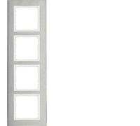 Marco 4 elementos vertical Berker By Hager B7 10143609 Acero inox/Blanco Mate
