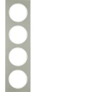 Marco 4 elementosBerker By Hager 10142214serieR3 Acero Blanco Brillo