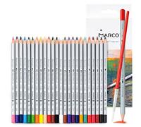 MARCO 7120 lápices de colores solubles en agua, 24 colores vivos, minas de yeso gruesas, lápices hexagonales de madera, empaquetados en una caja de cartón, ideal para artistas y aficionados a la
