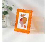 Marco acrílico engrosado 4x6 para regalos de decoración casera (naranja) | Orientación vertical horizontal, diseño independiente, pantalla de escritorio de mesa, posicionamiento flexible