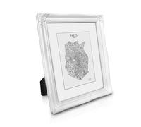 Marco Antiguo 20x25 cm - Shabby Chic con passepartout para Fotos 13x18 - Frente de Cristal - Marco 3 cm Ancho - Estilo rococó Barroco - Blanco Antiguo