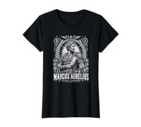 Marco Aurelio Emperador Estoico Filosofía Romana Camiseta gráfica económica, Mujer, Negro, M
