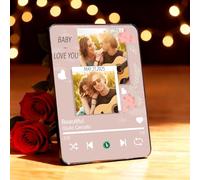 Marco con Foto y Canción Personalizado, Placa con Canción, Fotos Personalizadas Regalo, Idea de Regalo para San Valentín, Cumpleaños o Aniversario, para Mujer, Esposa, Novia o Mamá (Estilo07)