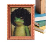 Marco con Imanes de Rana Graciosa - Decoración De Hogar Pequeña De Madera Y Graciosa,Imán Retro de Arte con Rana Enmarcada,Para Cocina Oficina Ventana Navidad Acción de Gracias Fiesta Invierno Carnava