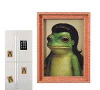 Marco con Imanes de Rana Graciosa | Decoración De Hogar Pequeña De Madera Y Graciosa | Imán Retro de Arte con Rana Enmarcada | para Regalos, Cocina, Navidad, Cumpleaños, Fiestas y Oficina en Casa