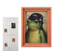 Marco con Imanes de Rana Graciosa,Decoración Hogareña Pequeña Vintage Linda en Madera,Imán Rana Estilo Retro | para Amigos Colegas Navidad Cumpleaños Oficinas En Casa Ventana Y Gabinete