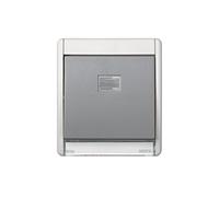 Marco con tecla simple, acabado en color blanco, dimensiones estándar, ideal para instalar interruptores y tomas de corriente.