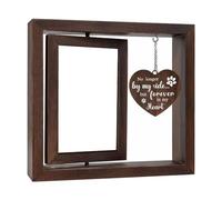 Marco conmemorativo de pérdida de mascotas con visualización de fotos giratoria de 4 x 6 pulgadas y adornos de corazón de amor para perros y gatos