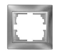 Marco de 1 elemento en plata, serie Europa, diseño elegante y moderno, ideal para instalaciones eléctricas y decorativas.