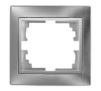 Marco de 1 elemento en plata, serie Europa, ideal para instalaciones eléctricas en interiores y decoraciones modernas.
