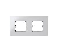 Marco de 2 elementos blanco, diseño moderno, fácil instalación, ideal para interruptores y enchufes en hogares y oficinas.