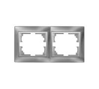 Marco de 2 Elementos Plata, Serie Europa, Diseño Elegante y Funcional, Ideal para Instalaciones de Interruptores y Enchufes.