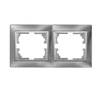 Marco de 2 Elementos Plata, Serie Europa Solera, Diseño Elegante, Ideal para Instalaciones Eléctricas y Decoración de Interiores.