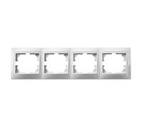 Marco de 4 elementos blanco, serie Europa, apto para instalaciones eléctricas, ideal para combinar diferentes mecanismos de forma estética.