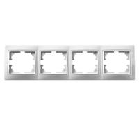 Marco de 4 elementos blanco, serie Europa, para instalación eléctrica y personalización de espacios. Ideal para hogar y oficina.